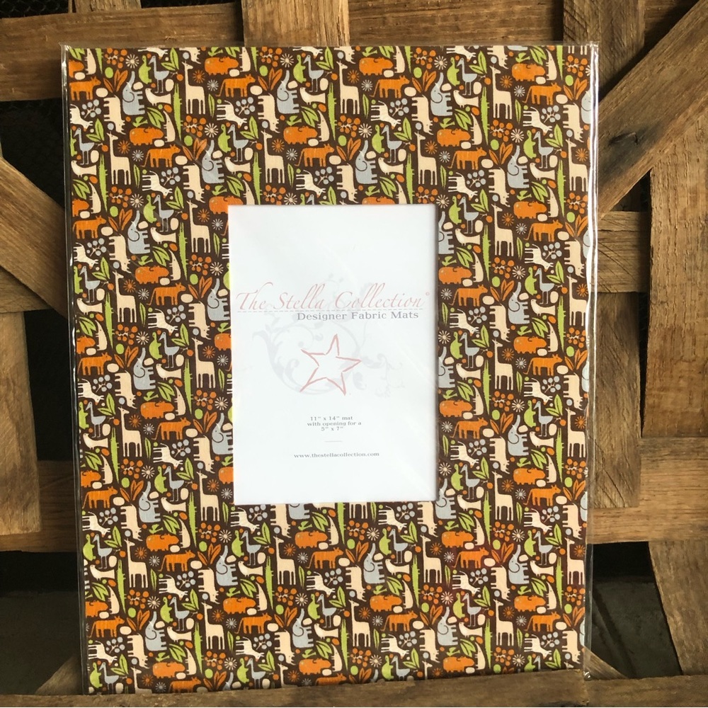 New 11 x 14 Designer Fabric mat with a opening for 5 x 7 image comes shr…